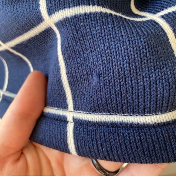 Checkered Mock Neck Grid Pattern Sweater - Picture 4 of 6